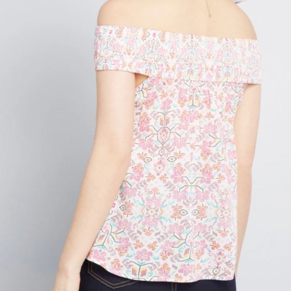 Lovely as Can Be Off-Shoulder Pink Floral Boho Top - Picture 3 of 8